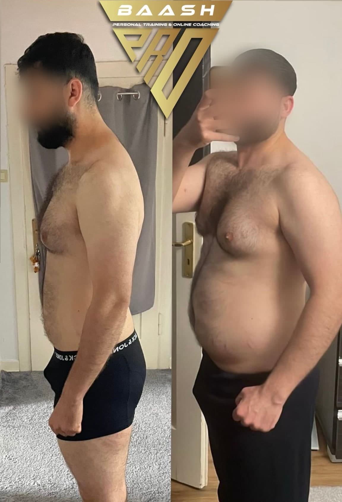 Before-and-after body transformation, Baash Pro personal training client 4