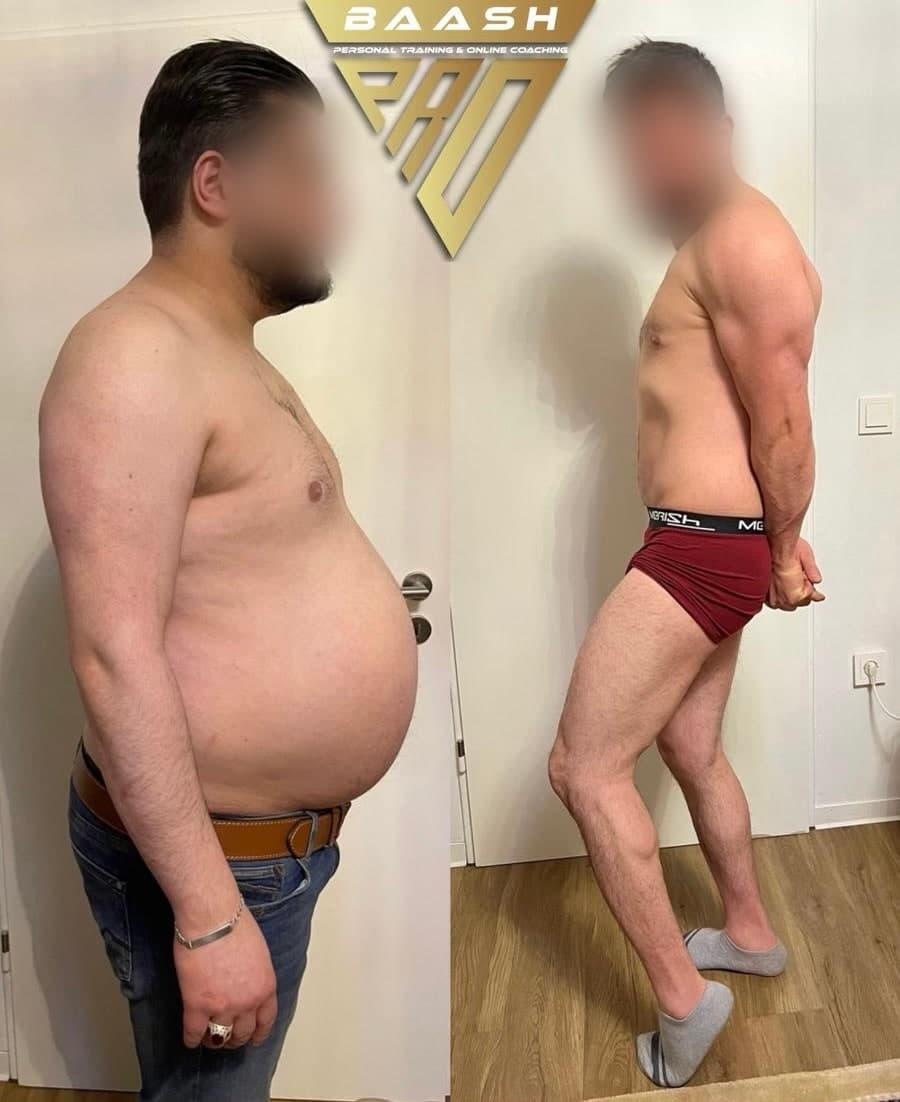 Before-and-after body transformation, Baash Pro personal training client 5