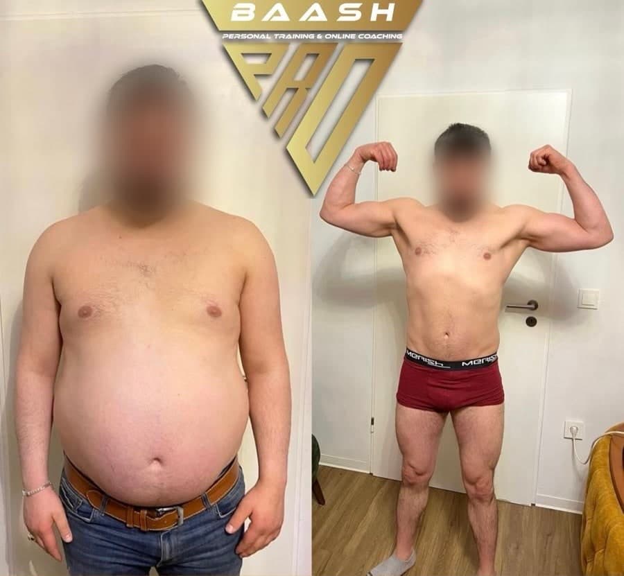 Before-and-after body transformation, Baash Pro personal training client 6