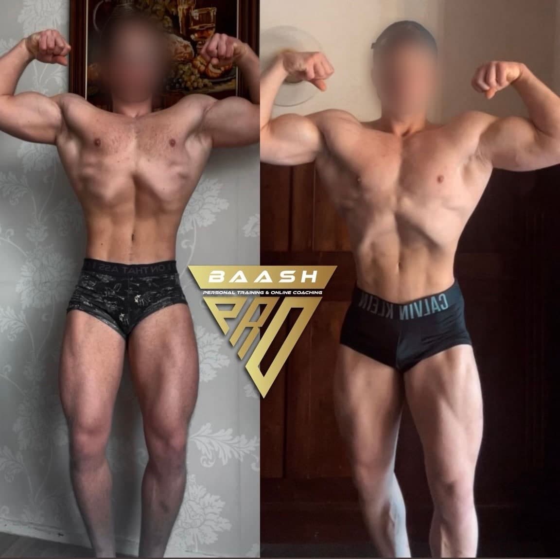 Before-and-after body transformation, Baash Pro personal training client 11