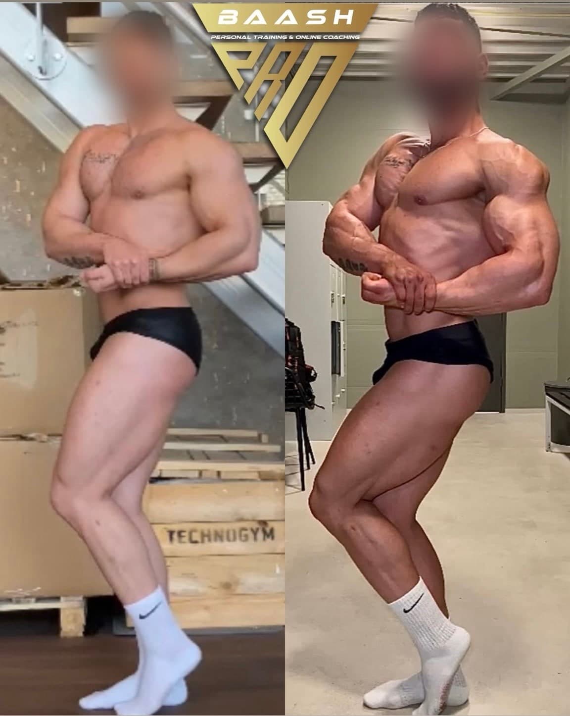Before-and-after body transformation, Baash Pro personal training client 12
