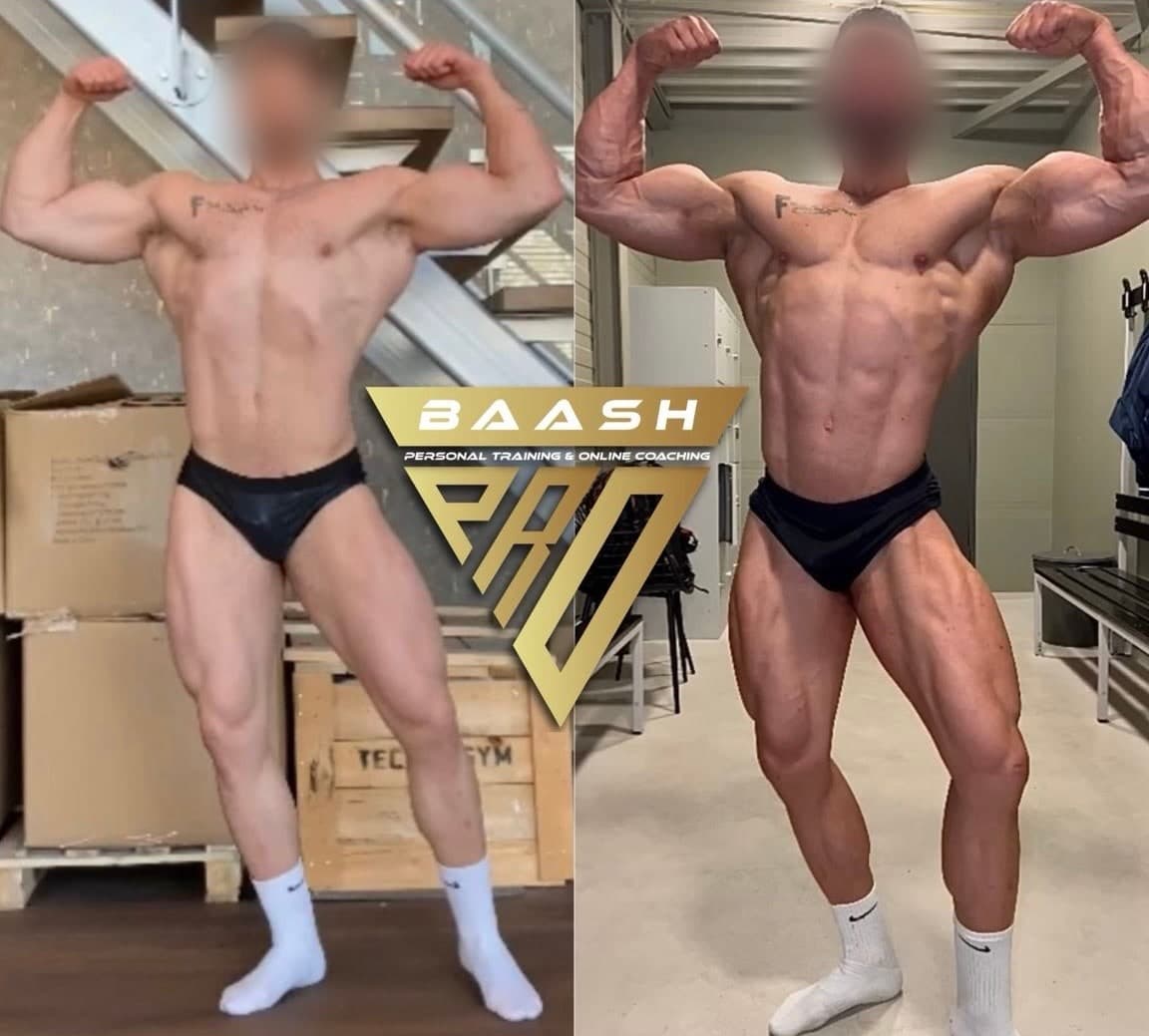 Before-and-after body transformation, Baash Pro personal training client 21