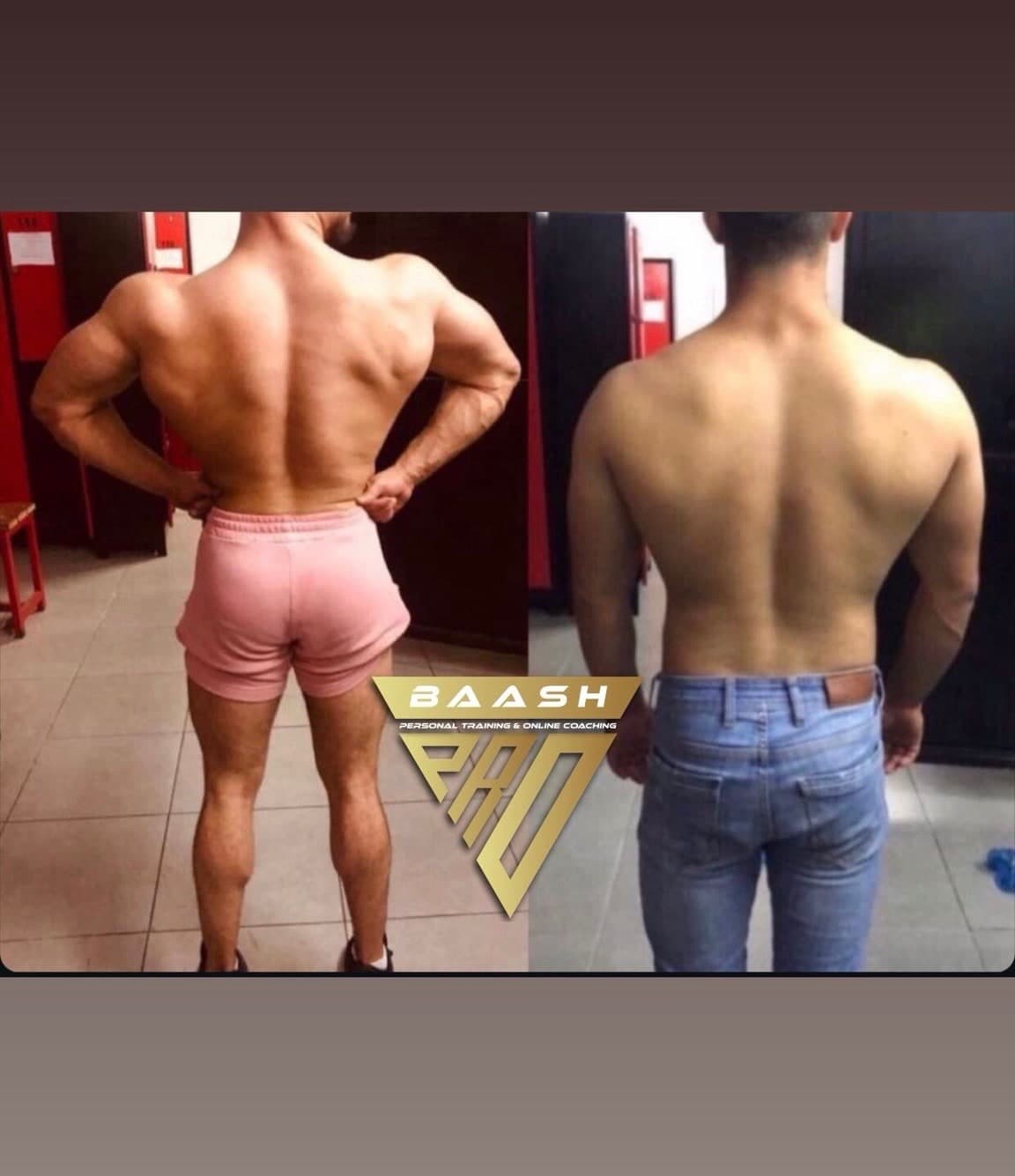 Before-and-after body transformation, Baash Pro personal training client 30