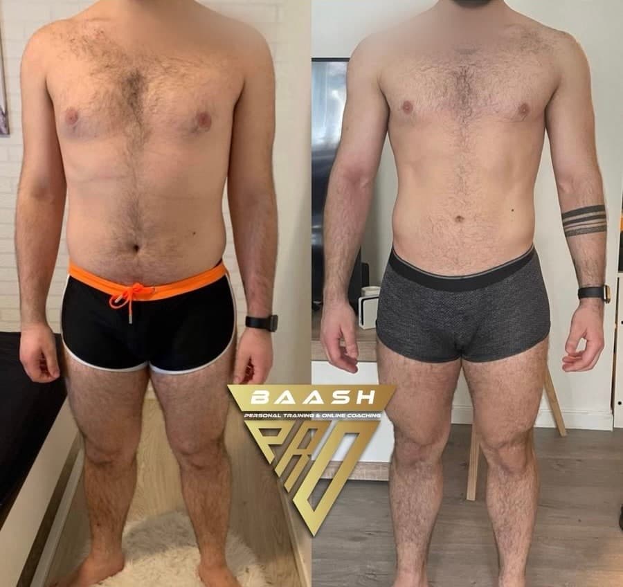 Before-and-after body transformation, Baash Pro personal training client 31