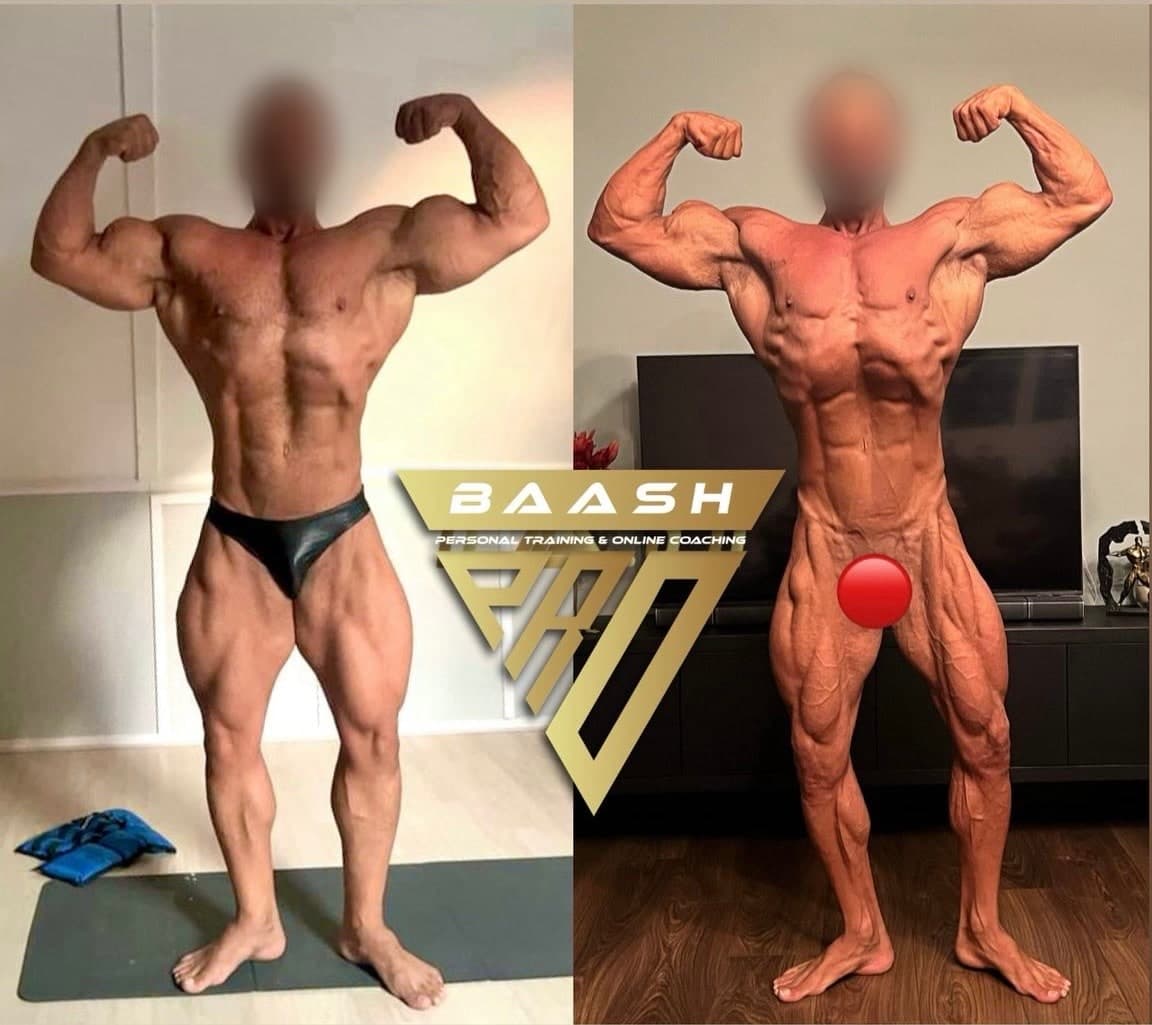 Before-and-after body transformation, Baash Pro personal training client 37