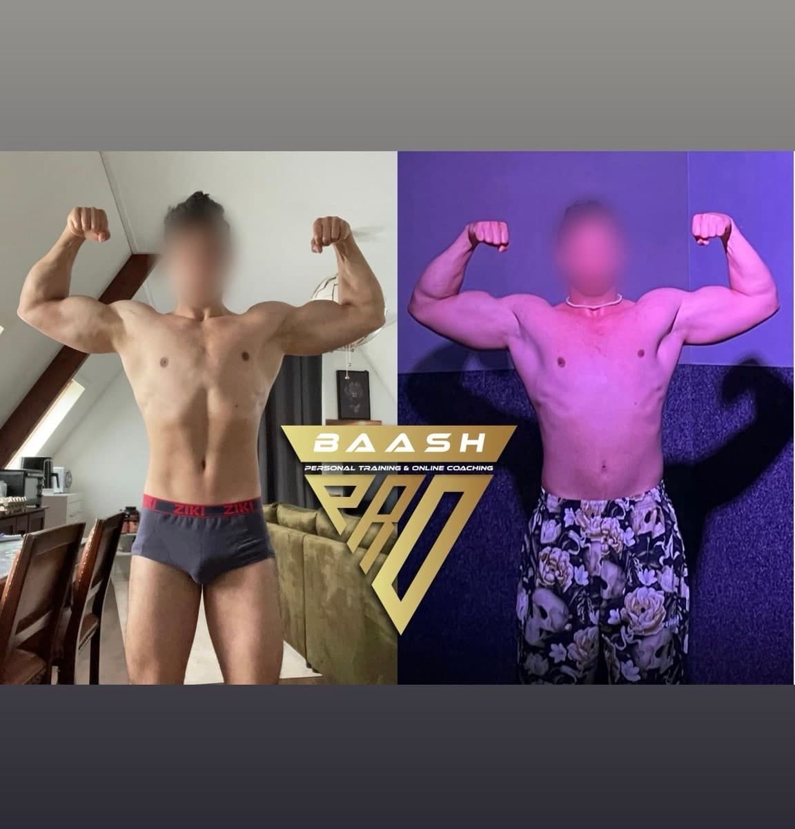 Before-and-after body transformation, Baash Pro personal training client 39
