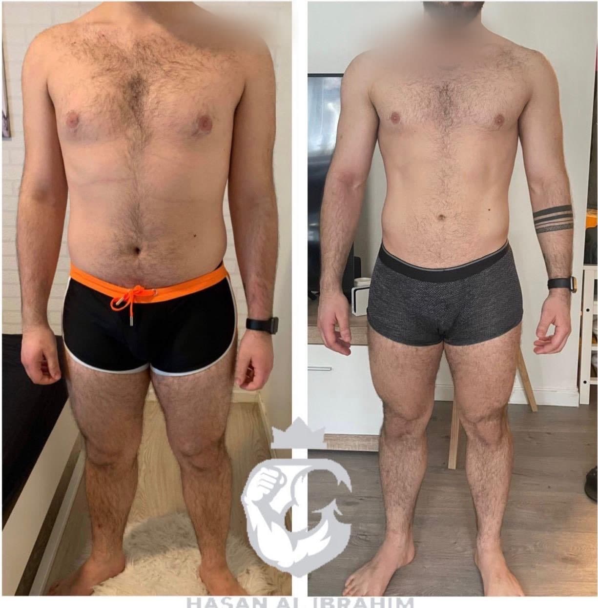 Before-and-after body transformation, Baash Pro personal training client 44