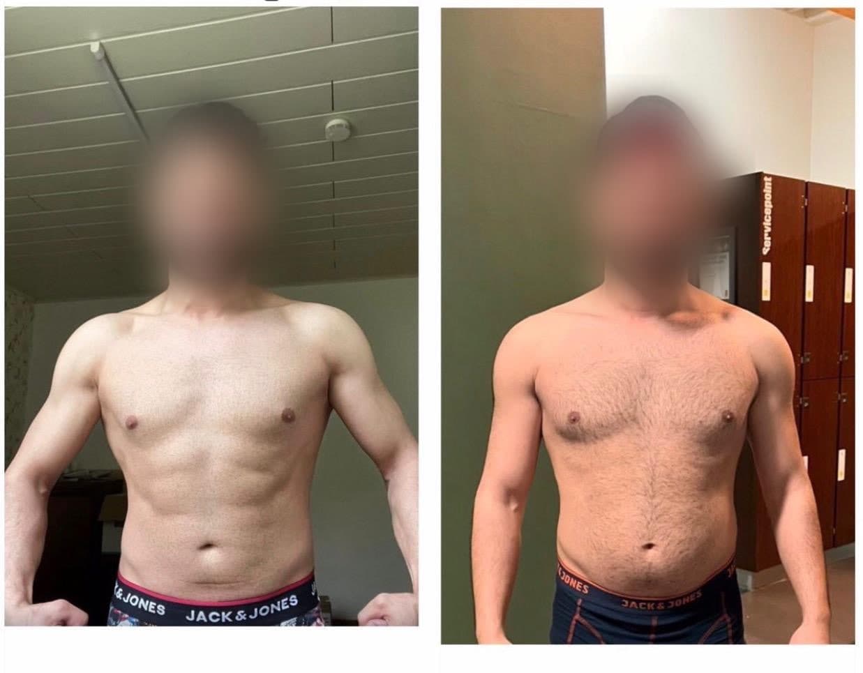 Before-and-after body transformation, Baash Pro personal training client 49