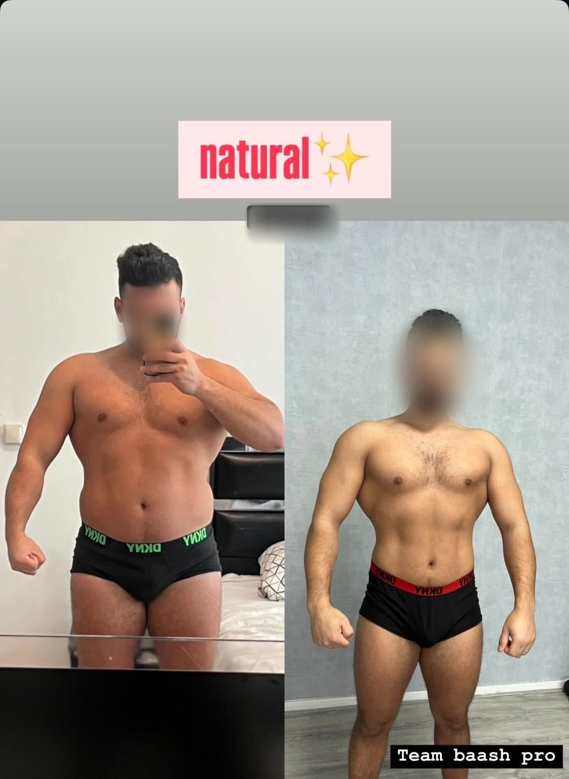 Before-and-after body transformation, Baash Pro personal training client 51