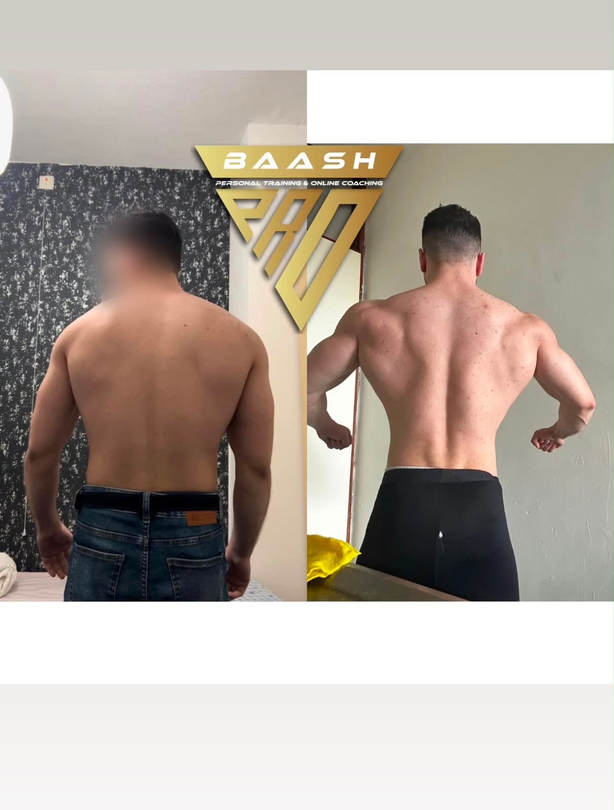 Before-and-after body transformation, Baash Pro personal training client 56