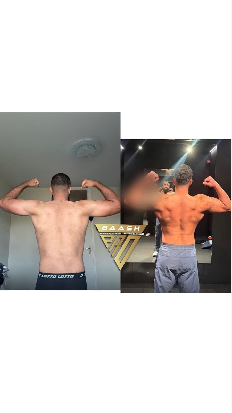 Before-and-after body transformation, Baash Pro personal training client 61