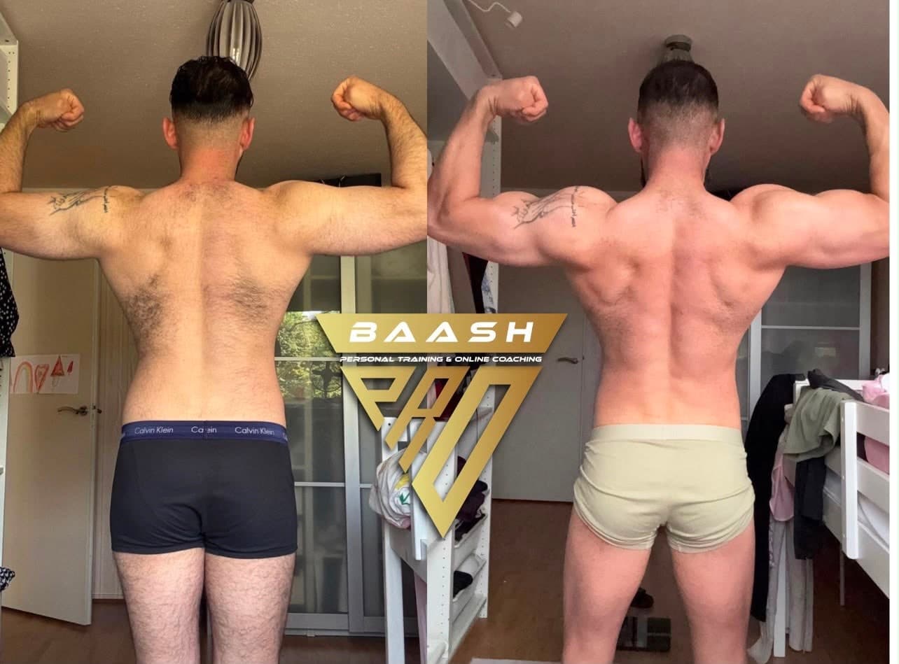 Before-and-after body transformation, Baash Pro personal training client 63
